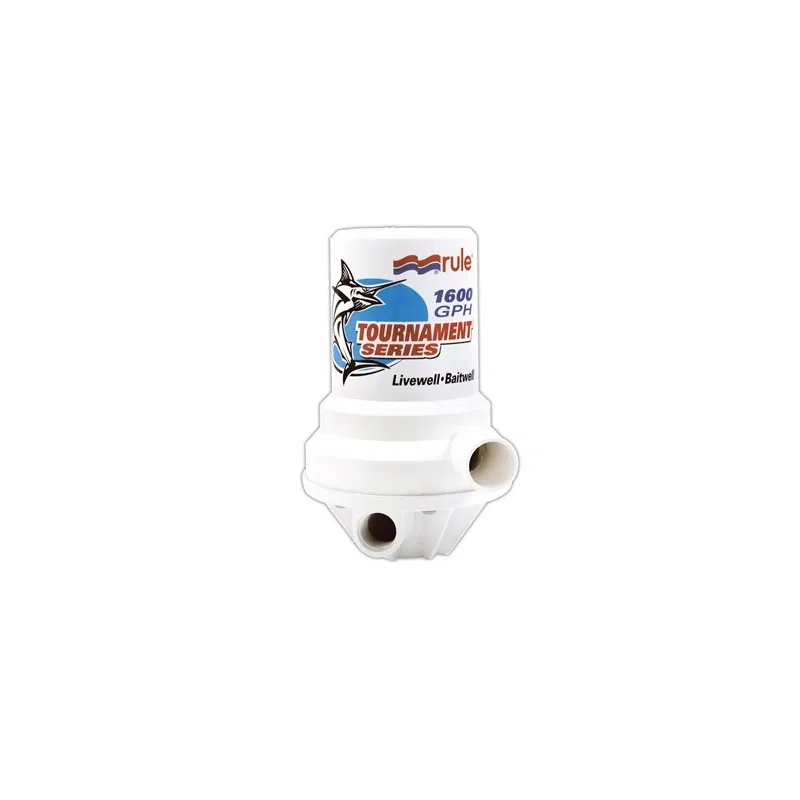 209FDP – RULE Livewell / Baitwell Pump, Non Self-Priming 1600 Gallon Per Hour 1 Inch Inlet x 1-1/8 Inch Discharge 12 ...